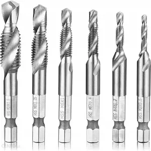 Drill Bit Set Silver 6-piece titanium-coated threaded bits (MPN 11534)