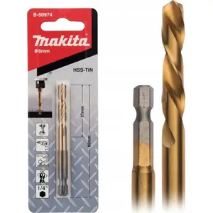 Urbis Makita HSS-TiN 1/4" HEX 6,0 x 80 mm metālam
