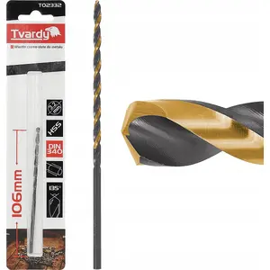 Drill bit Tvardy HSS M2 3.2 mm — black-gold coated extended metal drill