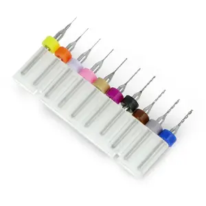 Drill bit set Verto DNG-17714 — mini CNC bits 10 pcs, sizes 0.2–1.2 mm