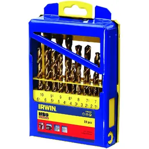 Irwin drill bit set 19 pcs 10502603 — hardened steel, for drilling, silver