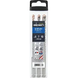 Drill Bit Set ALPEN SDS+ F4 Box 3 pcs — diameters 6, 7, 10 mm; length 160 mm