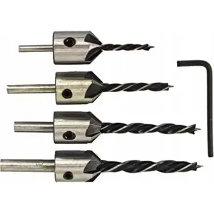 Drill Bit Set Silver 3–6 mm with Countersink, 5 pcs