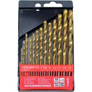 Drill bit set AWTools AW42317, 13 pcs, titanium-coated metal bits, sizes 2–8.0 mm