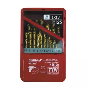 Drill bits set Dedra WITS25 — 25 pcs, steel, 135° point angle, for metal