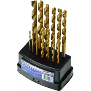 Drill bit set GEKO G38241, 13 pieces, sizes 1.5–6.5 mm, titanium-coated, plastic storage box