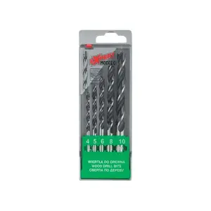 Twist wood drill bit set MODECO MN-61-571 — cylindrical spiral bits 4, 5, 6, 8, 10 mm