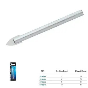 Drill bit GRAPHITE 57H261 carbide-tipped cylindrical 6 mm for glass and glazing