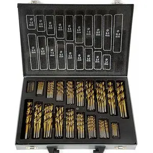 Drill Bit Set Silver 10410 — titanium-coated cylindrical metal drill bits 1.0–10.0 mm
