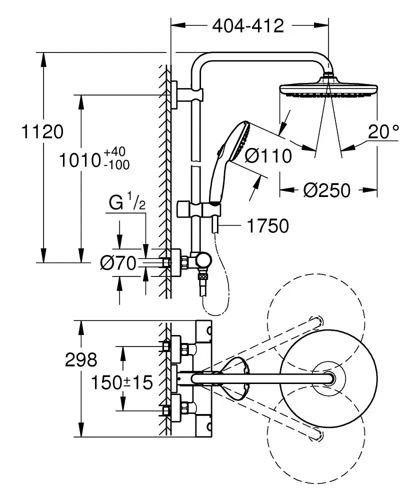 Душевая система GROHE Vitalio Start System 250 Photo 5