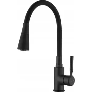 Кухонный смеситель INVENA POGO PLUS IEBZ-80-P04 с подвижным двухфункциональным изливом, черный