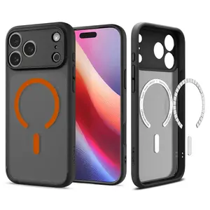 Viedtālruņa vāciņš Spigen Ultra Hybrid MagFit Frost — Cover priekš iPhone 17 Pro Max, 6.9", PC+TPU, melns/oranžs