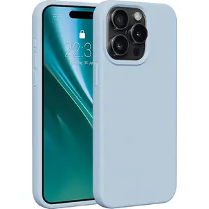 Силиконовый чехол Etteri для iPhone 15 Pro Max 6,7" — светло-голубой