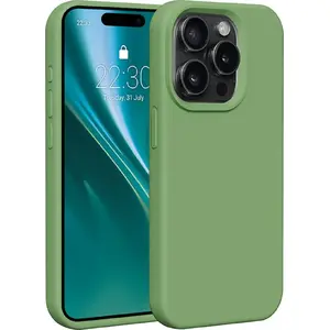 Силиконовый чехол Etteri для iPhone 15 Pro — для 6,1" модели, светло‑зелёный