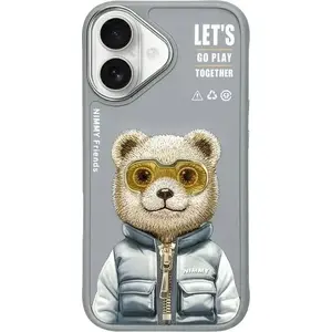 iPhone 16 6.1" case by Nimmy — gray fabric cover Cool&Cute 2.0 Bear