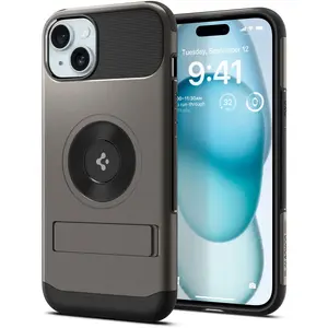 Vāciņš telefonam Spigen ACS06486 Cover priekš Apple iPhone 15, der 15,5 cm (6,12"), PC+TPU, melni-pelēks