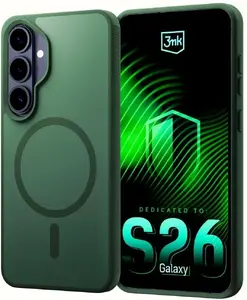 Protective MagCase for Samsung Galaxy S26 by 3MK — Smoke MagCase Green (magnetic phone case)