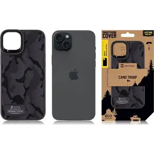 Protective Tactical Camo Troop Cover for Apple iPhone 15 Plus — Black, standard fit