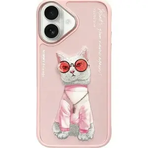 Phone case Scool for iPhone 16 6.1" — pink/pink Glasses Cool Cat design