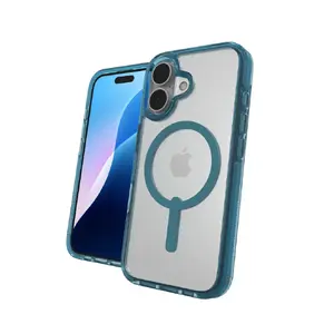Чехол-крышка Zagg International для Apple iPhone 16, графен, для экрана 6,1", ретро синий прозрачный