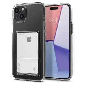 Чехол для телефона Spigen ACS06667 Cover для iPhone 15 Plus 6.7", прозрачный TPU, 1 карман для карты