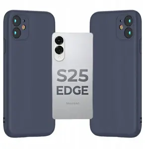 Phone case Etteri for Samsung Galaxy S25 Edge – silicone protective cover, dark blue