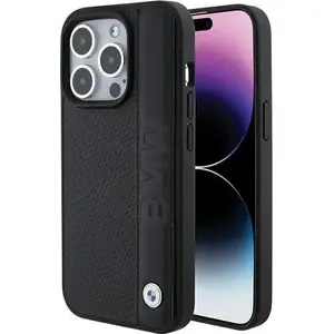 Triton hardcase for iPhone 15 Pro 6.1" — Leather Textured & Stripe, black