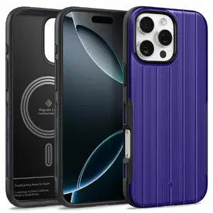 Phone case Spigen for iPhone 16 Pro — Dual Grip Mag, PC+TPU, fits 6.3" screen, cobalt blue
