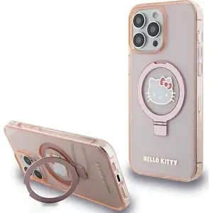 Sourcing Hello Kitty iPhone 15 Pro Max 6.7" hardcase with ring stand, glitter electrop logo, MagSafe-compatible, pink