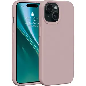 Силиконовый чехол Etteri для iPhone 15 6,1" светло-розовый
