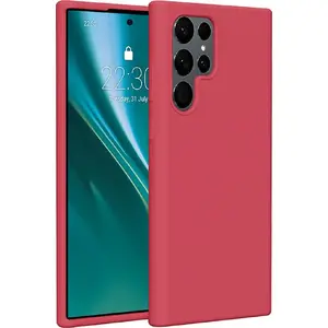 Protective silicone case Etteri for Samsung Galaxy S22 Ultra — raspberry