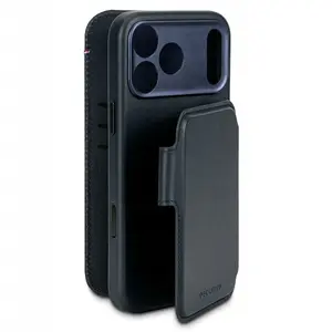 Elmarc Decoded Leather Detachable Wallet — leather protective case for iPhone 17 Pro with MagSafe compatibility (navy shadow)