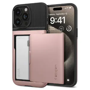 Чехол Spigen ACS06590 Cover для iPhone 15 Pro Max 6.7" розовое золото, TPU+PC, 2 кармашка для карт
