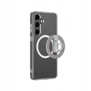 Protective silicone case Amazingthing Minimal Mag Case with magnetic ring for Samsung Galaxy S25 – transparent