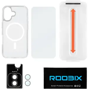Protective Combo for iPhone 17 Roobix — MagSafe Case, Tempered Glass Screen Protector, Camera Lens Protector