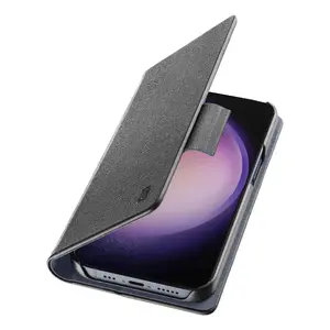 Folio phone case Sourcing Book for Samsung Galaxy S24 Ultra, faux leather, 6.8" screen, card pocket, magnetic closure, stand, black