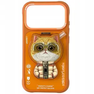 Nimmy smartphone case Nimmy Etui Cool&Cute 2.0 Cat for iPhone 17 Pro Max with magnetic charm, orange