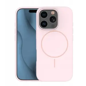 Силиконовая накладка Etteri для iPhone 15 Pro 6,1" — Thin Mag, светло-розовая