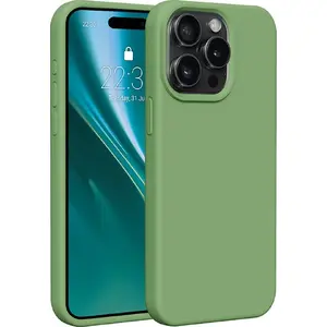 Силиконовый чехол Etteri для iPhone 15 Pro Max 6,7" — светло‑зелёный