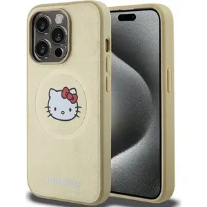 Smartphone hardcase Sourcing for iPhone 14 Pro Max 6.7" gold — leather back, Hello Kitty head, MagSafe compatible