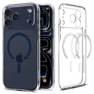 Vāciņš Spigen Ultra Hybrid (Mag Fit) priekš iPhone 17 Pro — tumši zils caurspīdīgs, PC+TPU, priekš 6.3" ekrāna