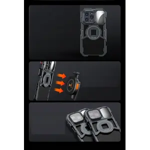 VRIG protective frame case for iPhone 14 Pro Max — 3x ISO mounts, 10x 1/4" threaded holes (model A0082)