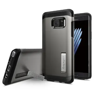 Чехол для телефона Spigen Tough Armor для Galaxy Note 7 — Cover, подходит для экранов 14,5 см (5,7"), поликарбонат + TPU, черно‑серый, с подставкой