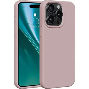 Силиконовый чехол Etteri для iPhone 15 Pro Max 6,7" — светло-розовый