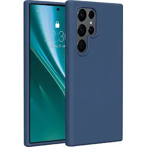Чехол Etteri из силикона для Samsung Galaxy S24 Ultra — тёмно-синий, защитный мягкий корпус