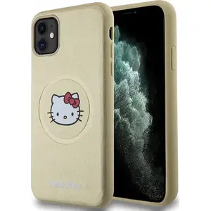 Hardcase leather MagSafe phone case Sourcing for iPhone 11 / XR 6.1" gold — Kitty Head design