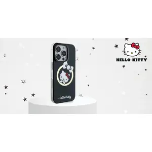 Чехол HELLO KITTY для iPhone 16 6.1" черный — HKHMP16SHFLBK твердый IML с бантом, совместим с MagSafe