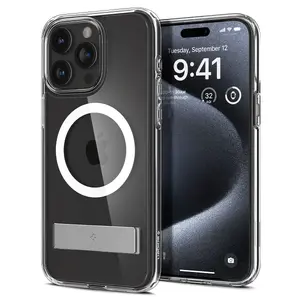 Чехол-крышка Spigen ACS06722 для Apple iPhone 15 Pro, прозрачный, для 6,1" дисплея, PC+TPU, подставка