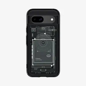 Чехол Spigen для Google Pixel 8a — Ultra Hybrid Zero One, PC+TPU, для 6.1" (чёрный/серый)