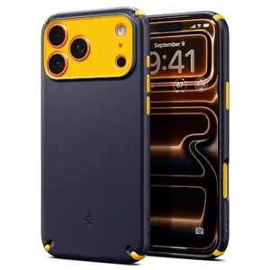 Защитный гибридный чехол Spigen Nano Pop (MagFit) для iPhone 17 Pro Max — PC+TPU, для экрана 6,9", синий/жёлтый
